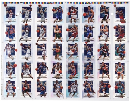 1996-97 Fleer Skybox EX-2000 Basketball Credentials Uncut Sheet (40 Cards) Including Hall of Famers